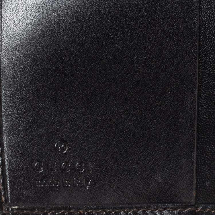 Pre Owned Gucci Dark Brown Leather Compact Wallet