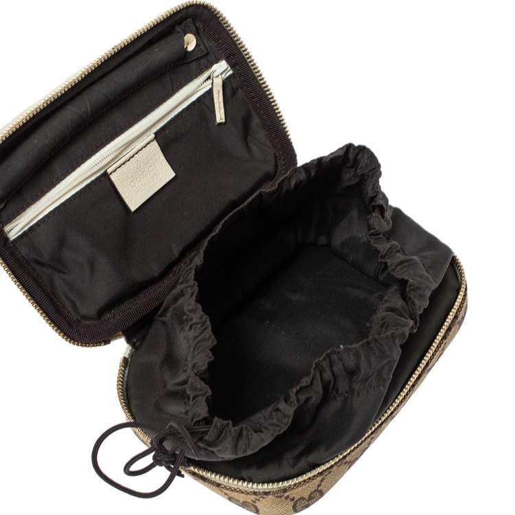 Pre Owned Gucci Beige GG Canvas and Leather Pouch
