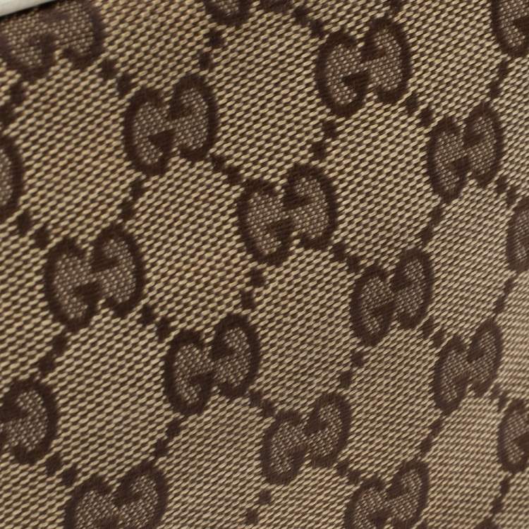 Pre Owned Gucci Beige GG Canvas and Leather Pouch