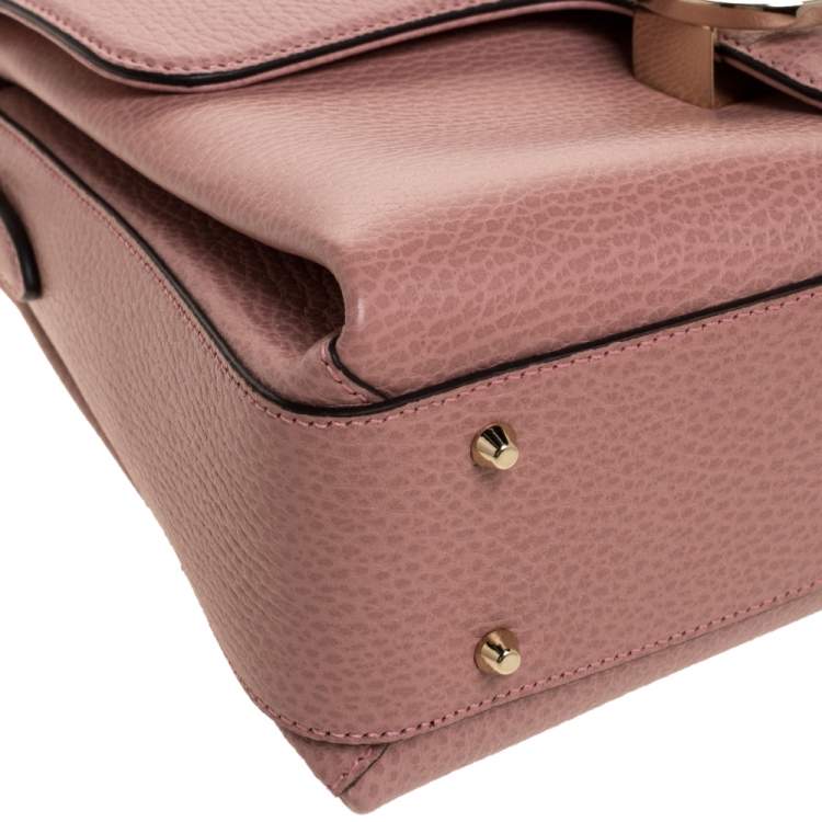 Pre Owned Gucci Pink Leather Interlocking GG Top Handle Bag