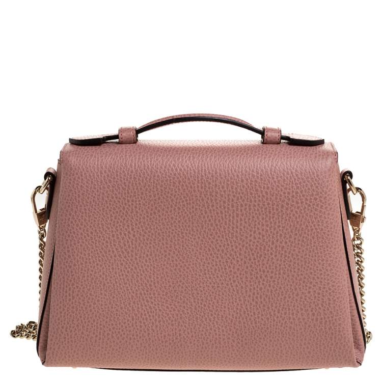 Pre Owned Gucci Pink Leather Interlocking GG Top Handle Bag