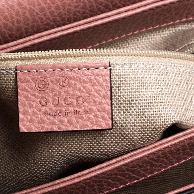 Pre Owned Gucci Pink Leather Interlocking GG Top Handle Bag