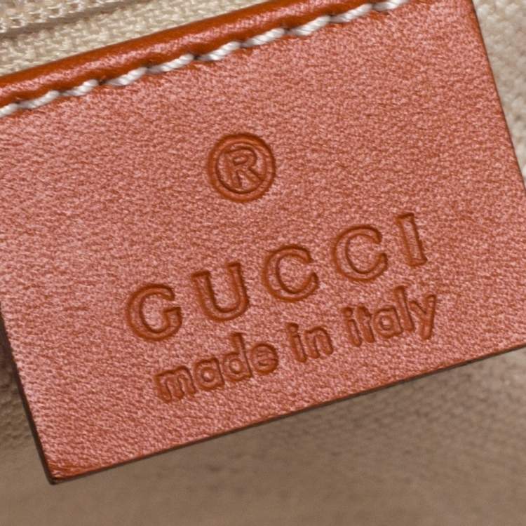 Pre Owned Gucci Orange/Beige GG Canvas and Leather Medium Sukey Boston Bag