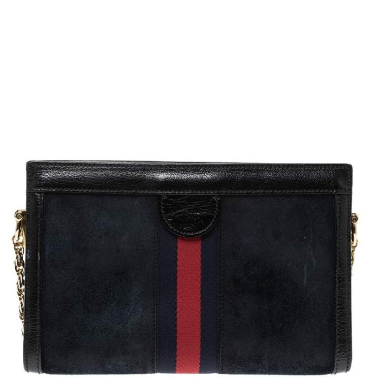 Pre Owned Gucci Black Suede and Leather Ophidia Dragon Bag