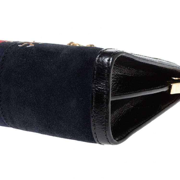 Pre Owned Gucci Black Suede and Leather Ophidia Dragon Bag