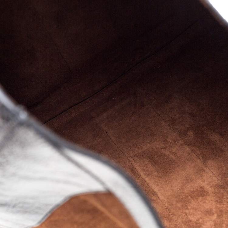 Pre Owned Gucci Brown/Black Suede and Leather Large Ophidia Tote