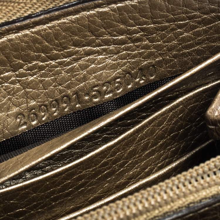 Pre Owned Gucci Gold Leather Bamboo Tassel Bow Zip Around Wallet