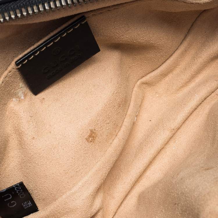 Pre Owned Gucci Black Matelasse Leather GG Marmont Belt Bag