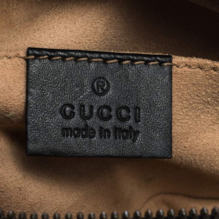 Pre Owned Gucci Black Matelasse Leather GG Marmont Belt Bag