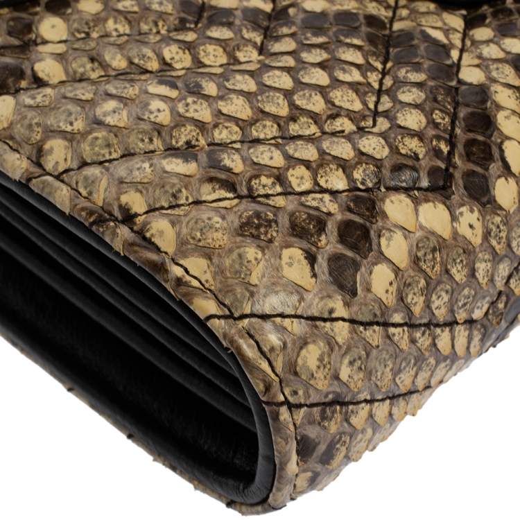 Pre Owned Gucci Cream Python GG Marmont Wallet on Chain