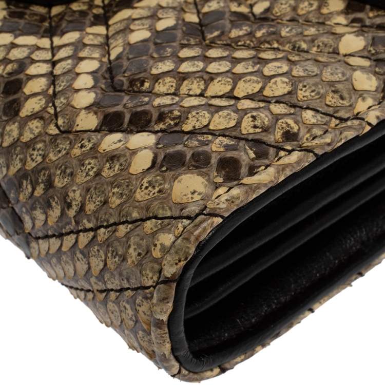 Pre Owned Gucci Cream Python GG Marmont Wallet on Chain