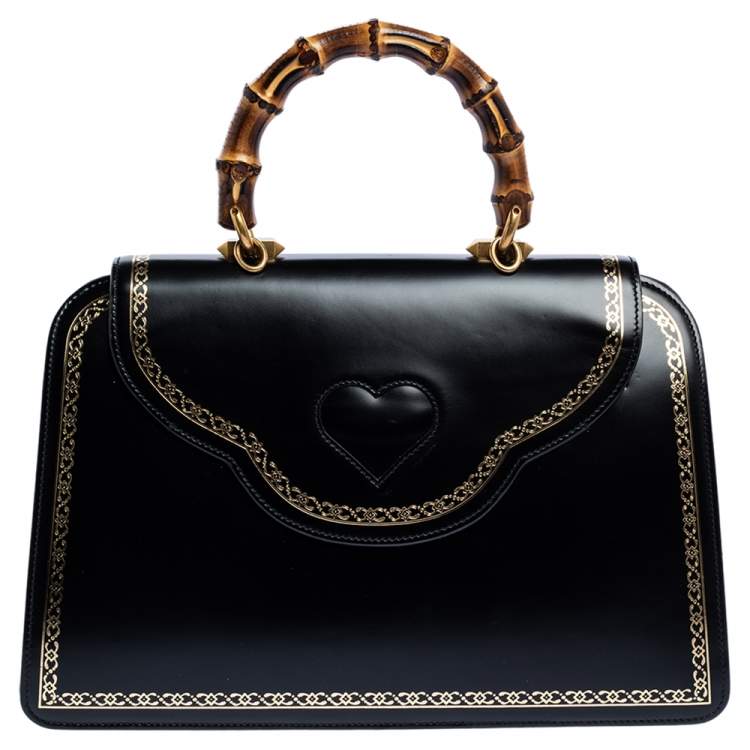 Pre Owned Gucci Black Leather Medium Thiara Bamboo Top Handle Bag