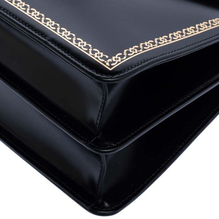 Pre Owned Gucci Black Leather Medium Thiara Bamboo Top Handle Bag