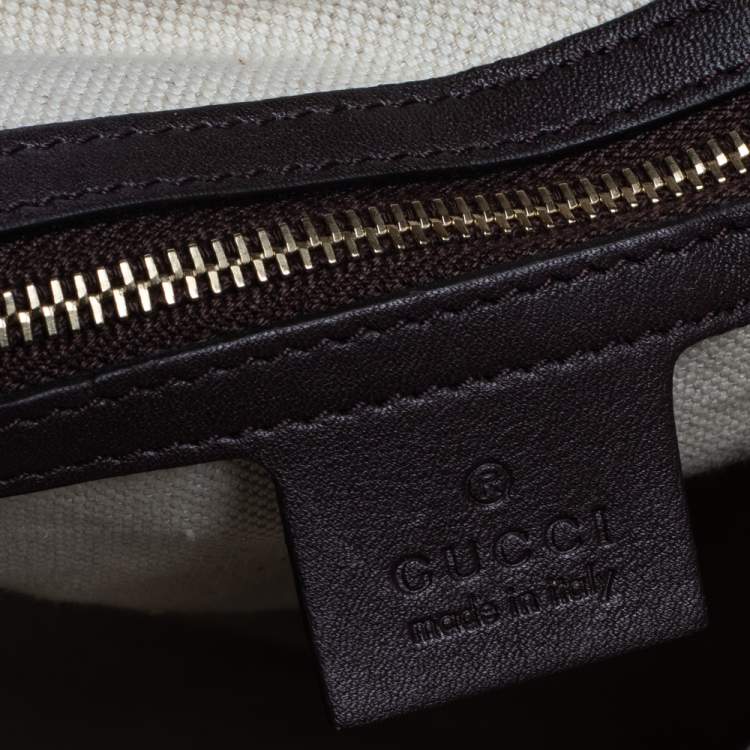 Pre Owned Gucci Dark Brown GG Supreme Canvas and Leather Medium Joy Boston Bag