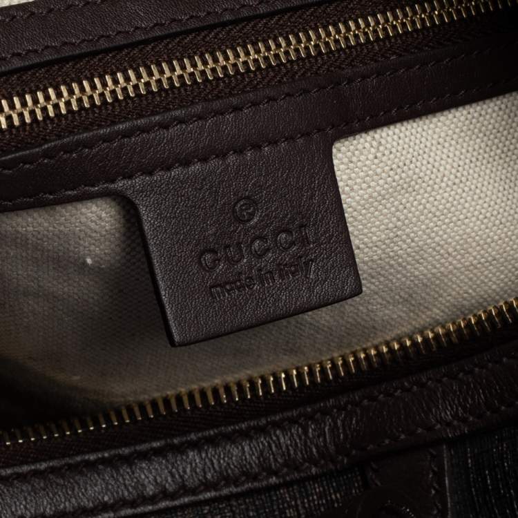 Pre Owned Gucci Dark Brown GG Supreme Canvas and Leather Medium Joy Boston Bag