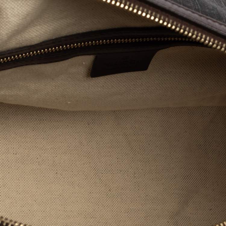 Pre Owned Gucci Dark Brown GG Supreme Canvas and Leather Medium Joy Boston Bag