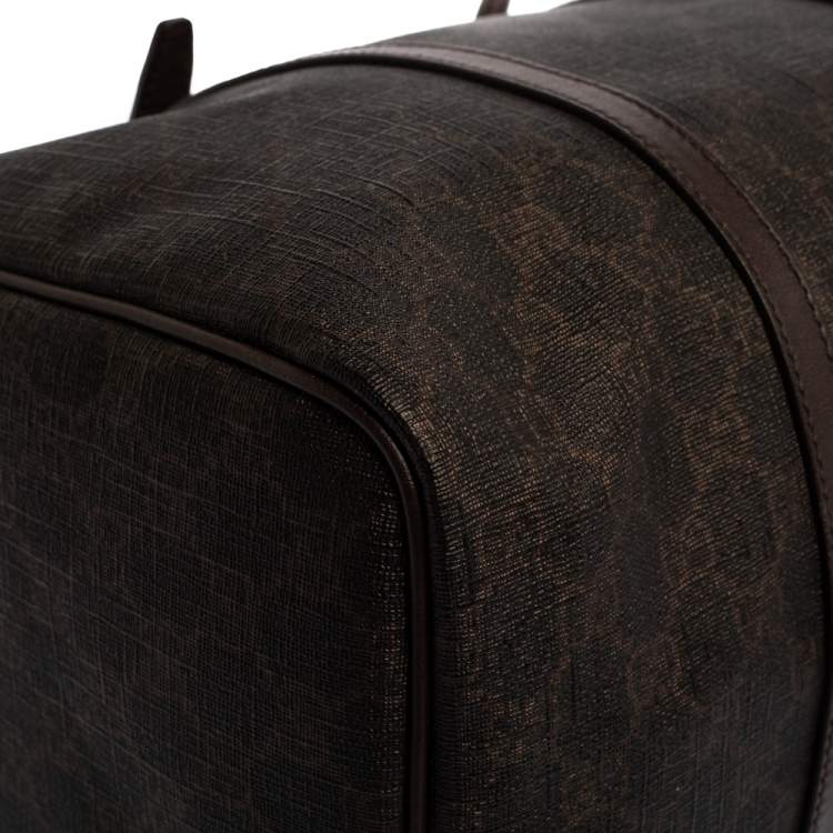 Pre Owned Gucci Dark Brown GG Supreme Canvas and Leather Medium Joy Boston Bag