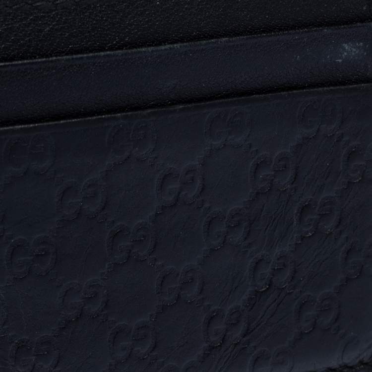Pre Owned Gucci Black Guccissima Leather Card Holder