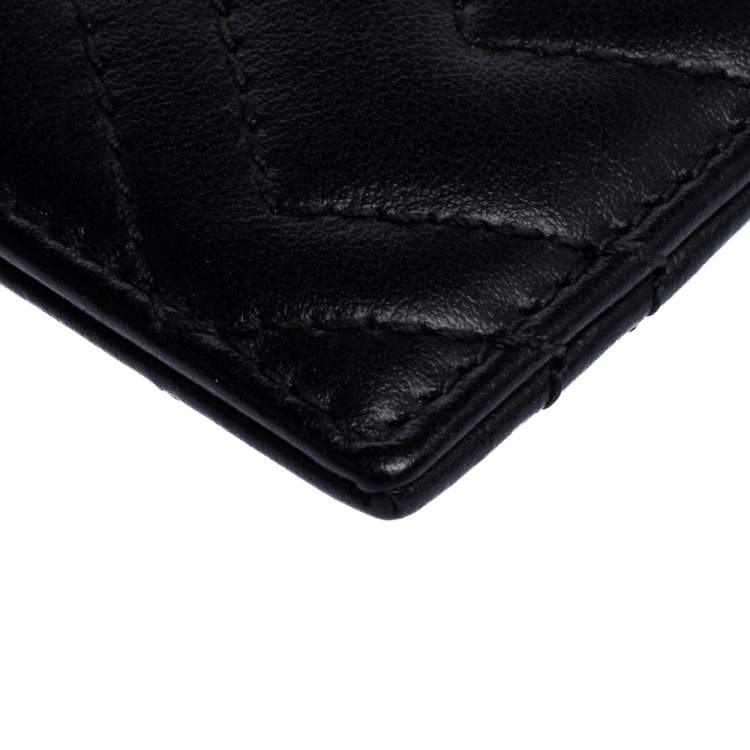 Pre Owned Gucci Black Leather GG Marmont Card Holder