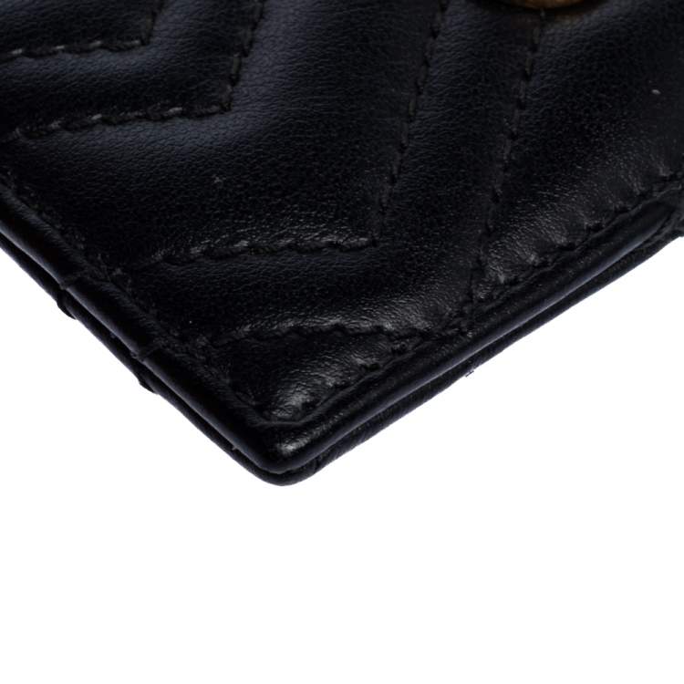 Pre Owned Gucci Black Leather GG Marmont Card Holder