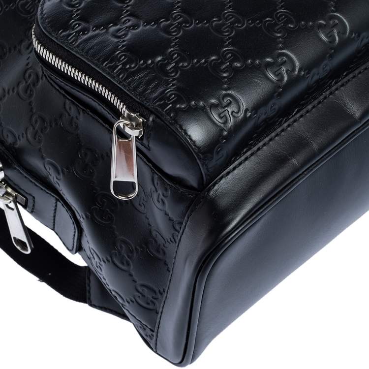 Pre Owned Gucci Black Guccissima Leather Backpacks