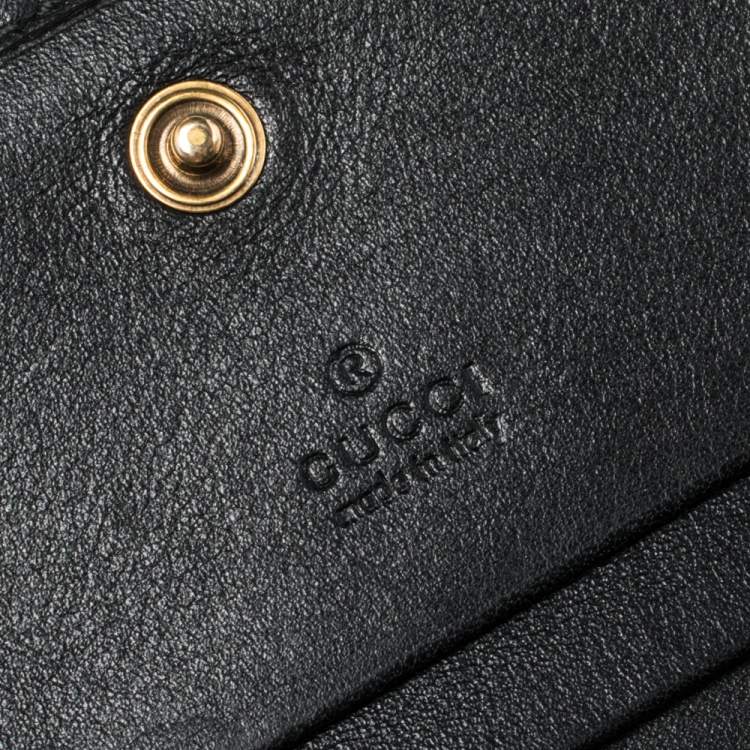 Pre Owned Gucci Black Matelasse Leather GG Marmont Card Case