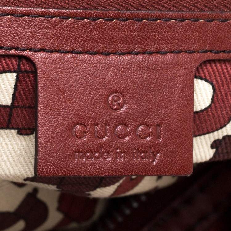 Pre Owned Gucci Red Leather and Suede Large Babouska Indy Boston Bag