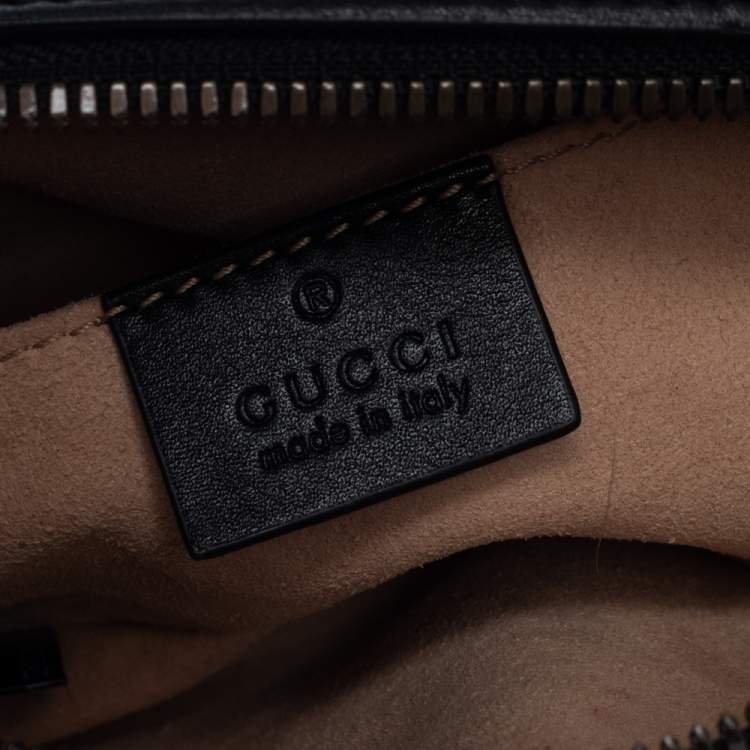 Pre Owned Gucci Black Matelasse Leather GG Marmont Belt Bag