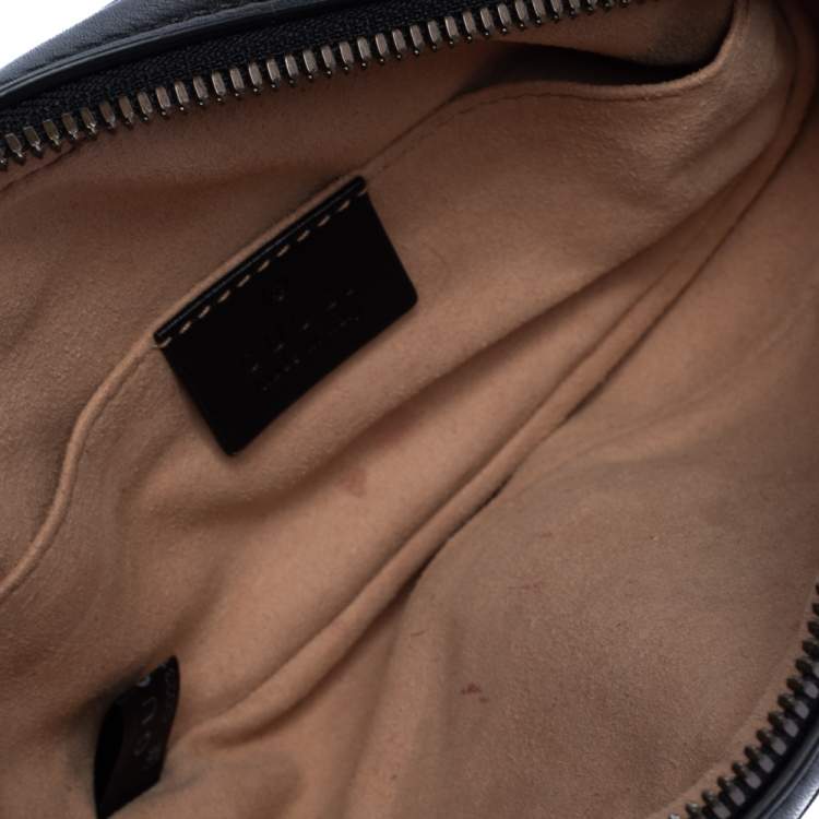 Pre Owned Gucci Black Matelasse Leather GG Marmont Belt Bag