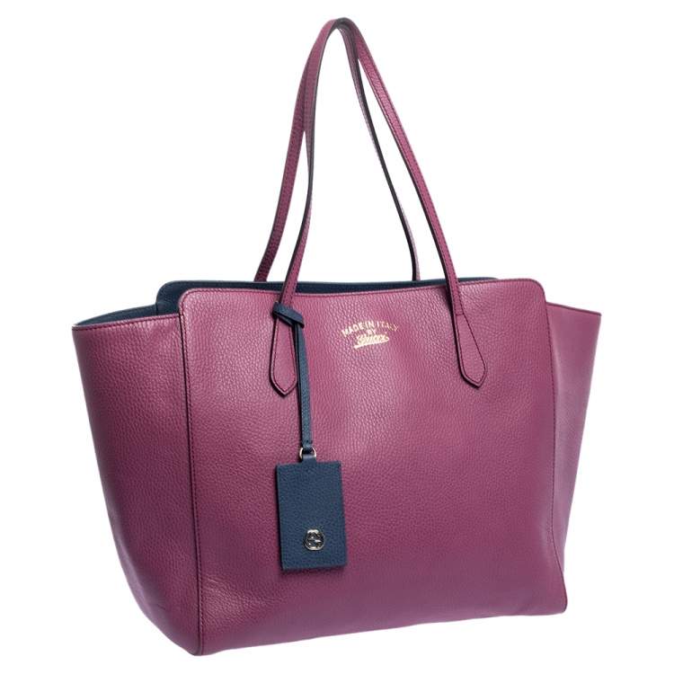 Pre Owned Gucci Old Rose Leather Large Swing Shopper Tote