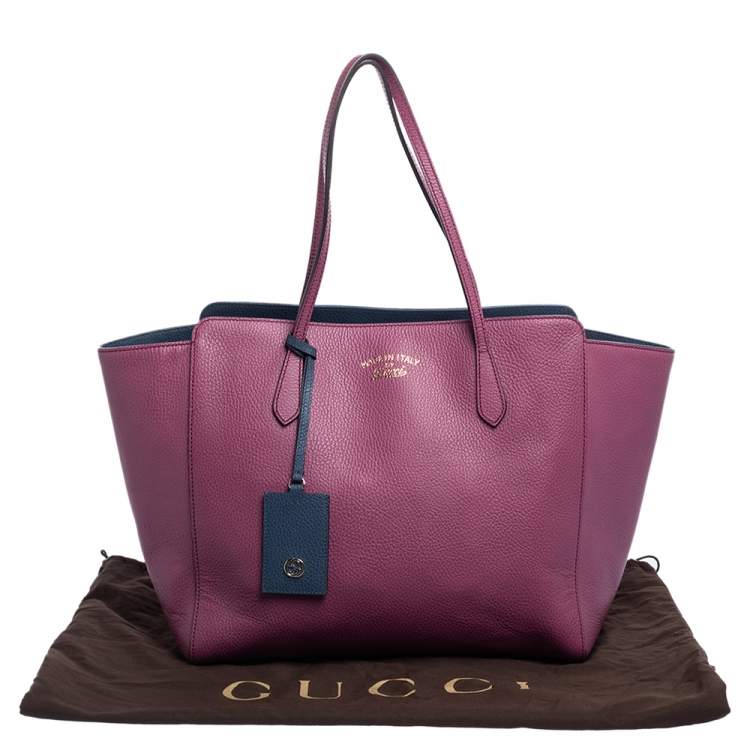 Pre Owned Gucci Old Rose Leather Large Swing Shopper Tote