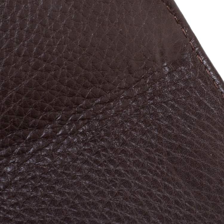 Pre Owned Gucci Dark Brown Leather Medium New Bamboo Top Handle Bag