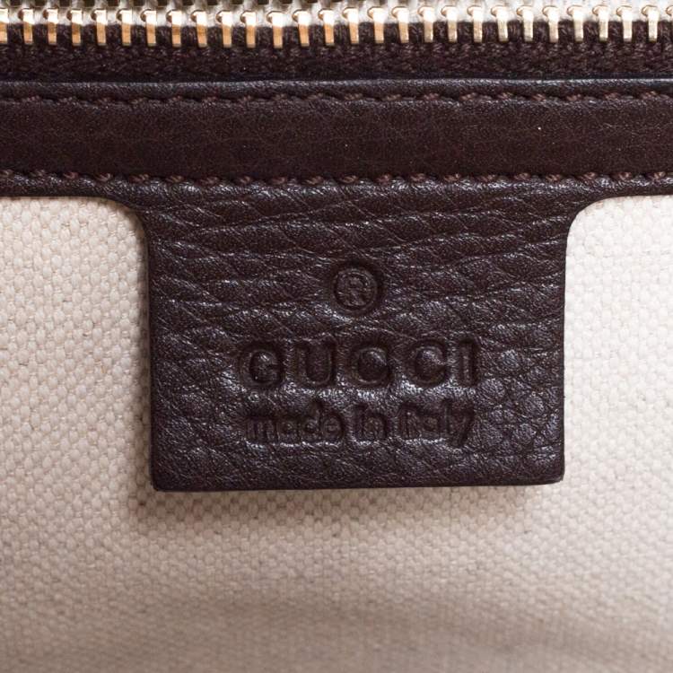 Pre Owned Gucci Dark Brown Leather Medium New Bamboo Top Handle Bag