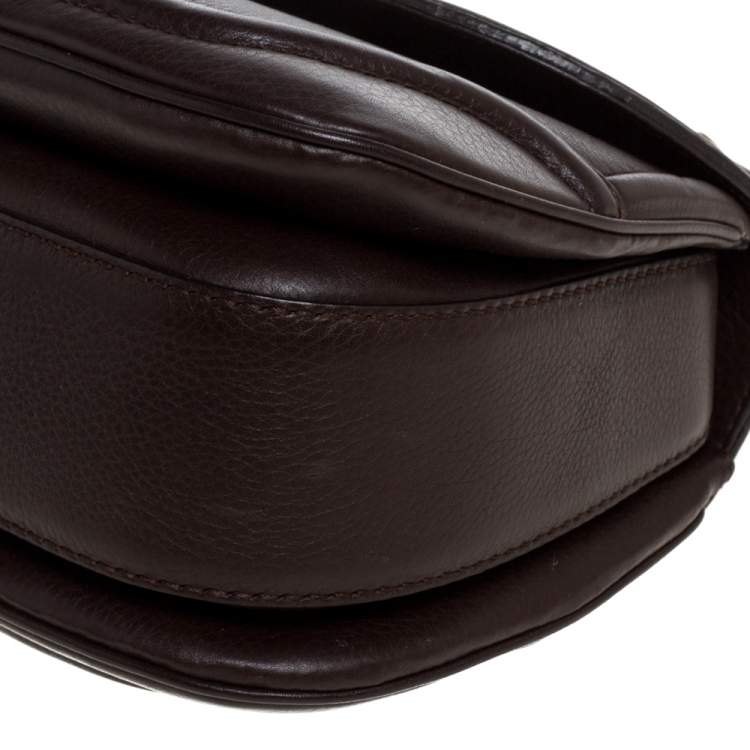 Pre Owned Gucci Dark Brown Leather Medium New Bamboo Top Handle Bag