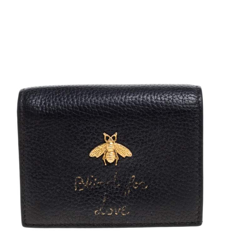 Gucci Black Leather Bee Blind For Love 