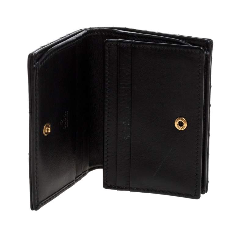 Pre Owned Gucci Black Matelasse Leather GG Marmont Card Case