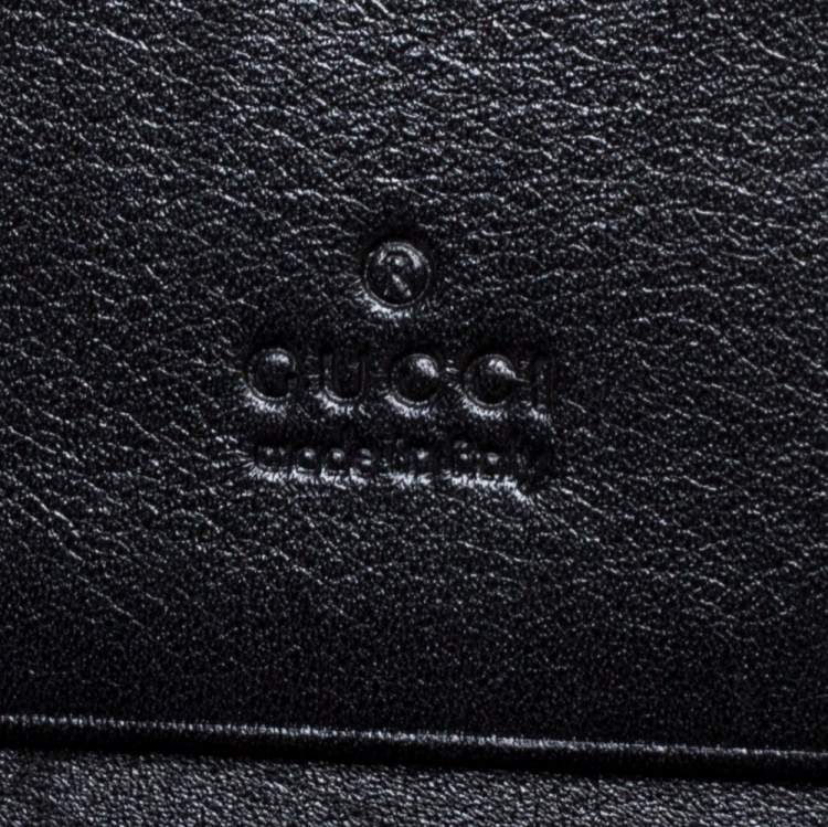 Pre Owned Gucci Black Matelasse Leather GG Marmont Card Case