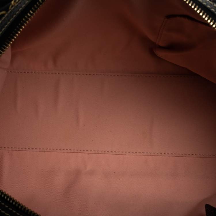 Pre Owned Gucci Black Printed SIlk/Satin and Leather Small Charmy Boston Bag