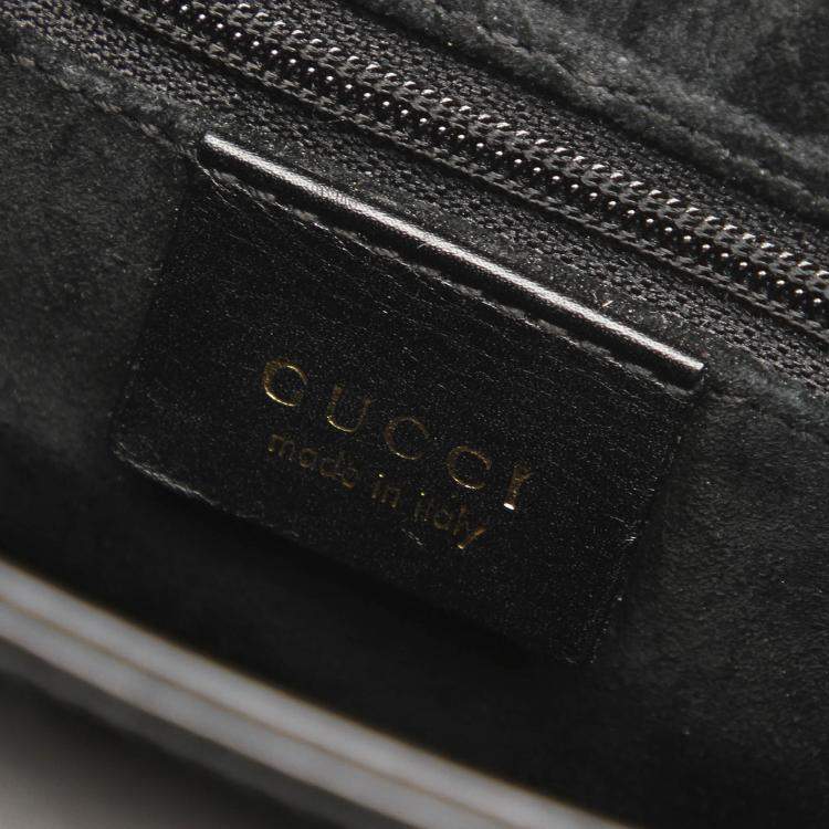 Pre Owned Gucci Black Calf Leather Bamboo Top Handle Bag