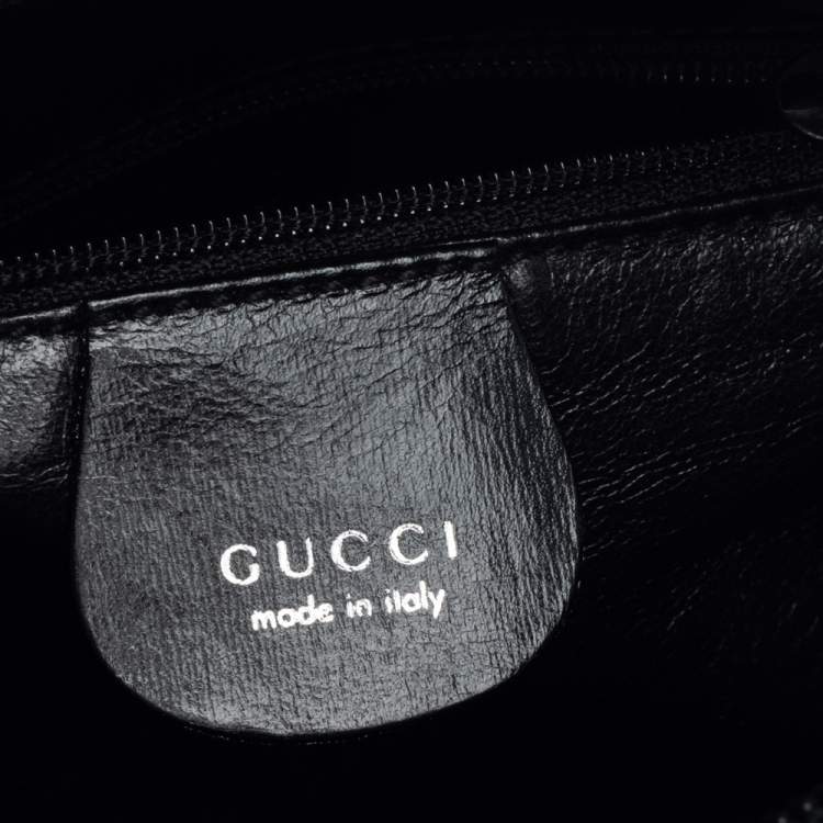 Pre Owned Gucci Black Leather Metal Top Handle Bag