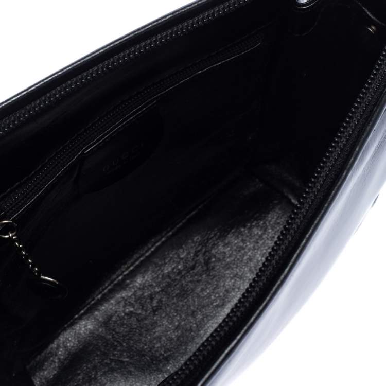 Pre Owned Gucci Black Leather Metal Top Handle Bag