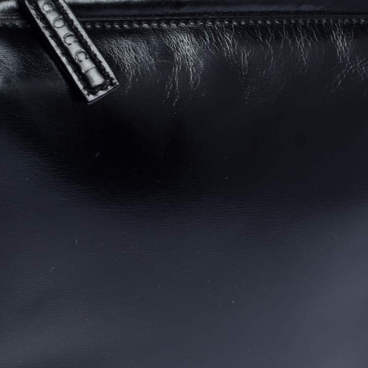 Pre Owned Gucci Black Leather Metal Top Handle Bag