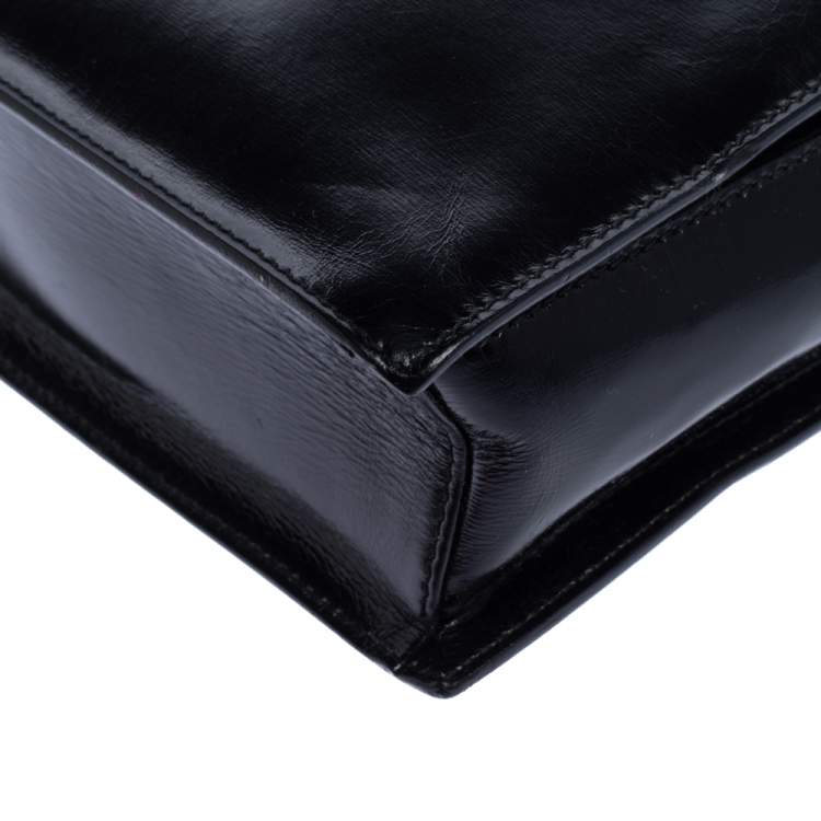 Pre Owned Gucci Black Leather Metal Top Handle Bag