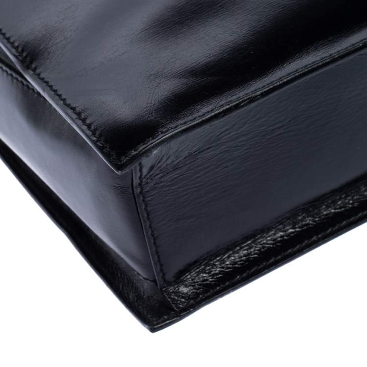 Pre Owned Gucci Black Leather Metal Top Handle Bag