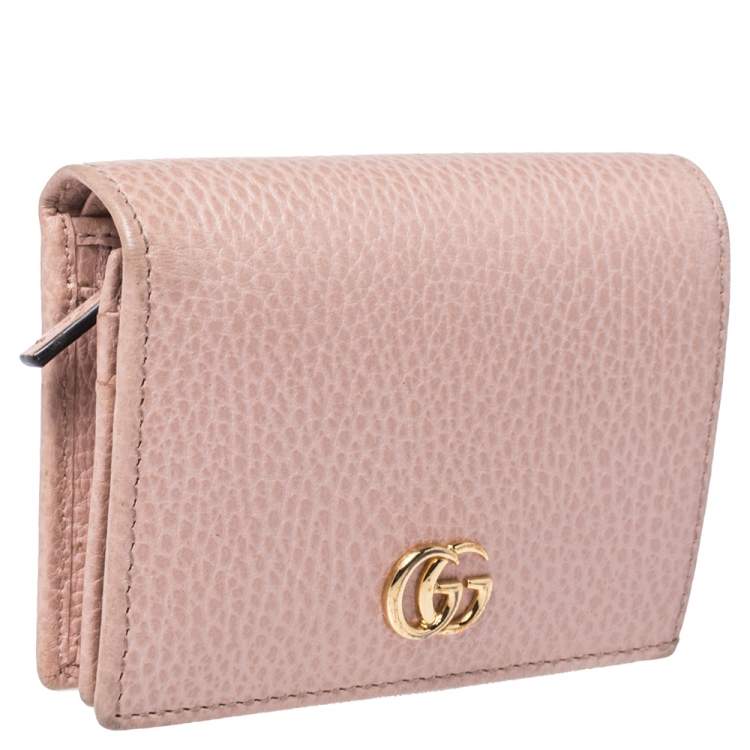 مملوكة مسبقًا Gucci Nude Beige Leather GG Marmont Card Case