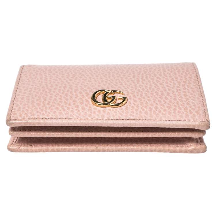 مملوكة مسبقًا Gucci Nude Beige Leather GG Marmont Card Case