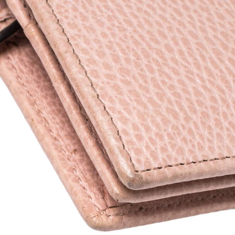 مملوكة مسبقًا Gucci Nude Beige Leather GG Marmont Card Case