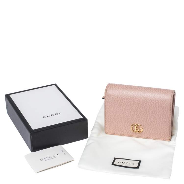 مملوكة مسبقًا Gucci Nude Beige Leather GG Marmont Card Case