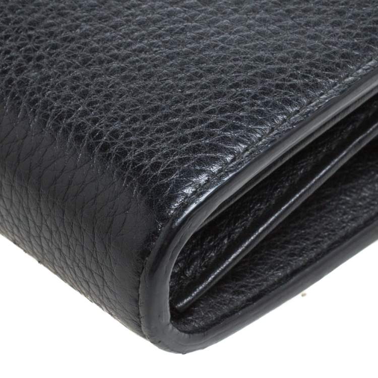 Pre Owned Gucci Black Leather GG Marmont Wallet on Chain