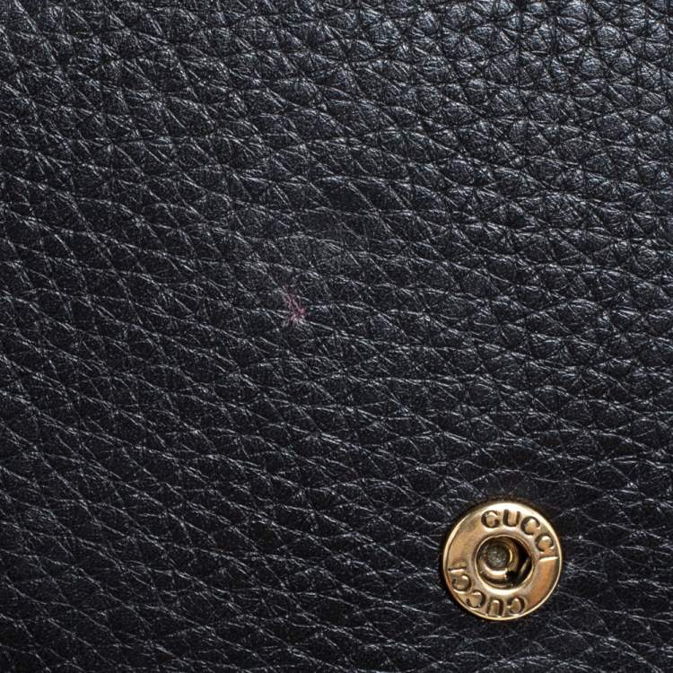 Pre Owned Gucci Black Leather GG Marmont Wallet on Chain